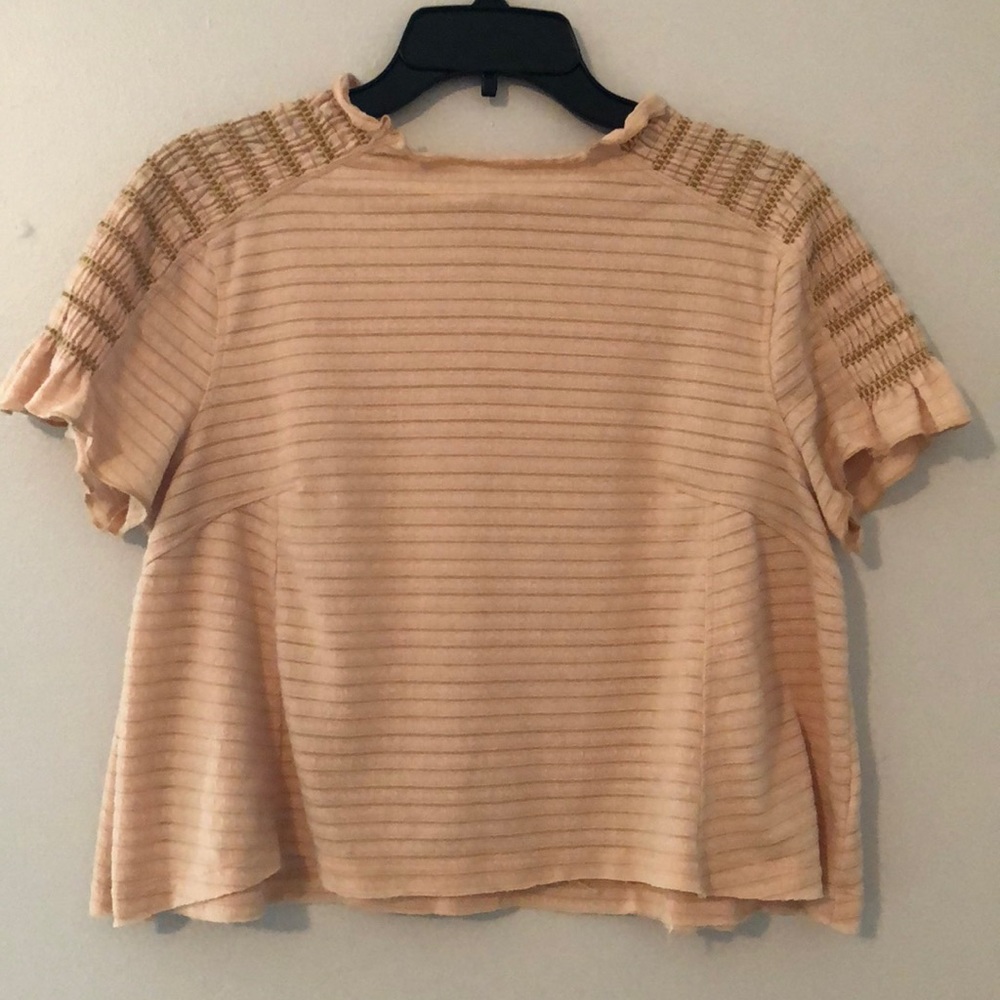Free People Smocked Sleeve cropped top